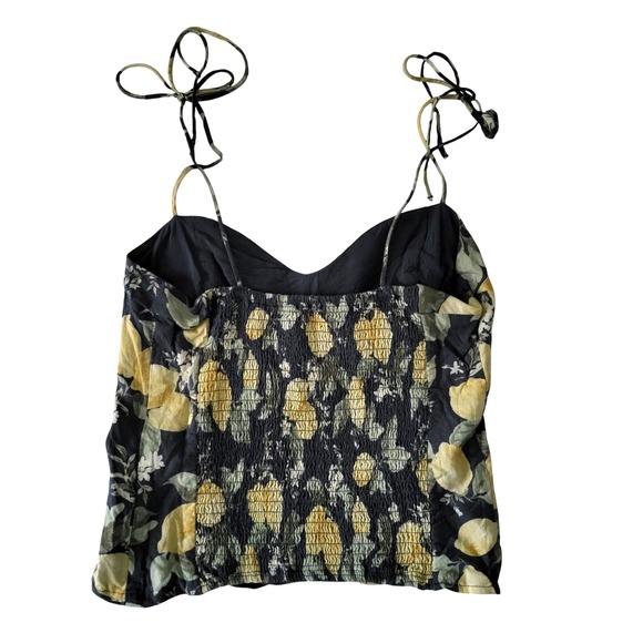 Abercrombie & Fitch Lemons Crop Top Size Small Womens Lemon Print Smocked Blue - Picture 7 of 7